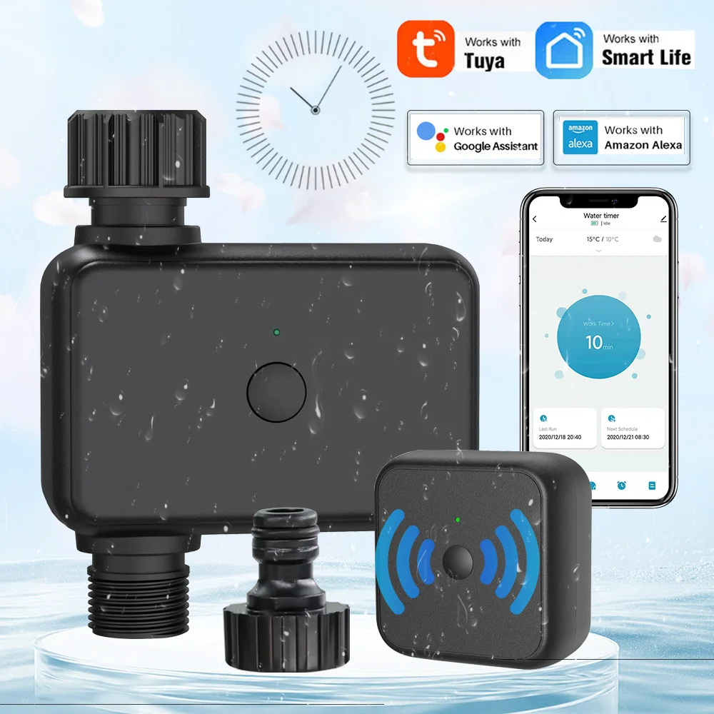 Temporizador Compatible con WIFI/Bluetooth de 1 vía, programación automática, controlador de riego de jardín, sistema de riego por goteo, enchufe para EE. UU., UE, Reino Unido y AU