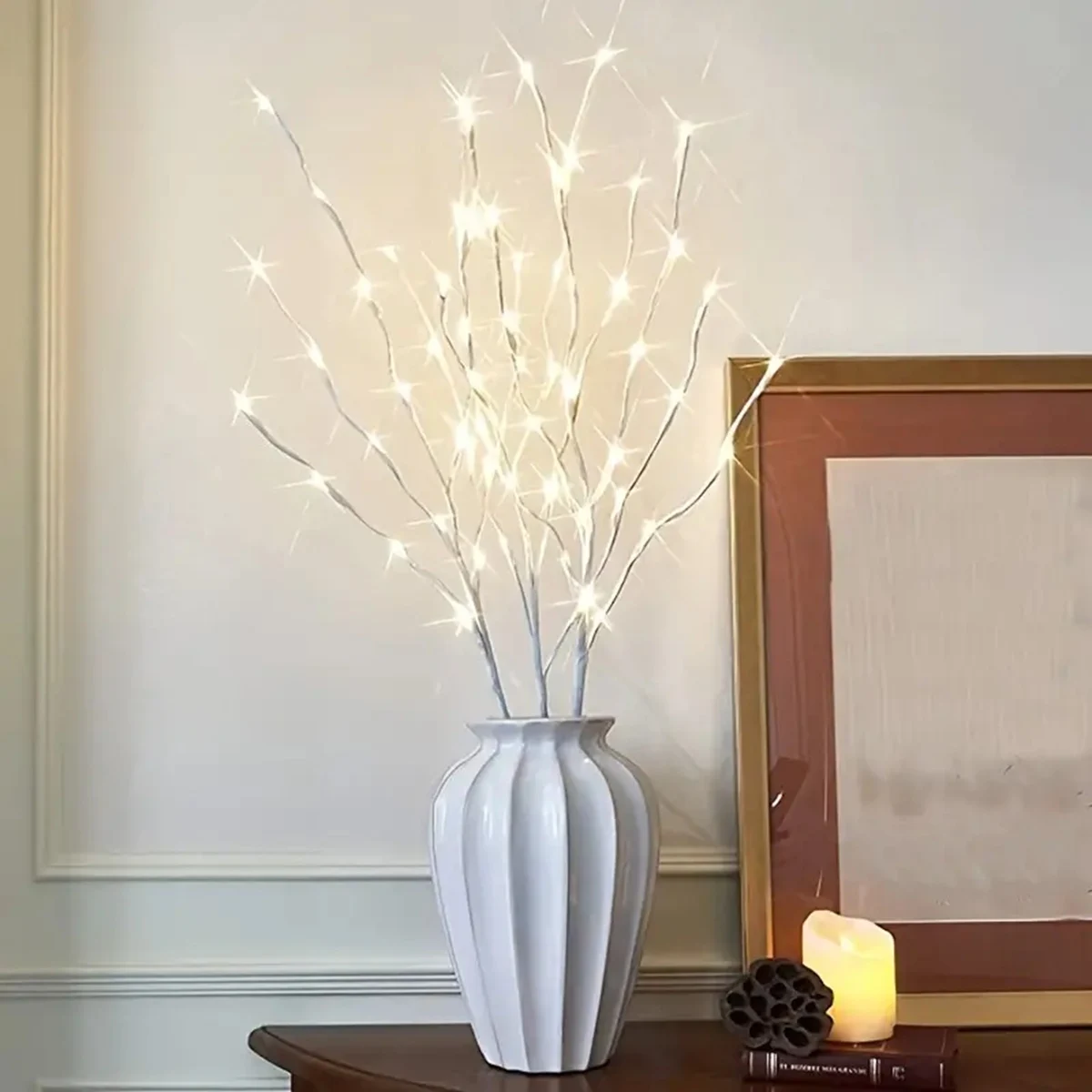 1 unidad de luces de rama de abedul blanco con pilas, 20 guirnaldas de luces LED, ramas de sauce para el hogar, dormitorio, decoración interior y exterior