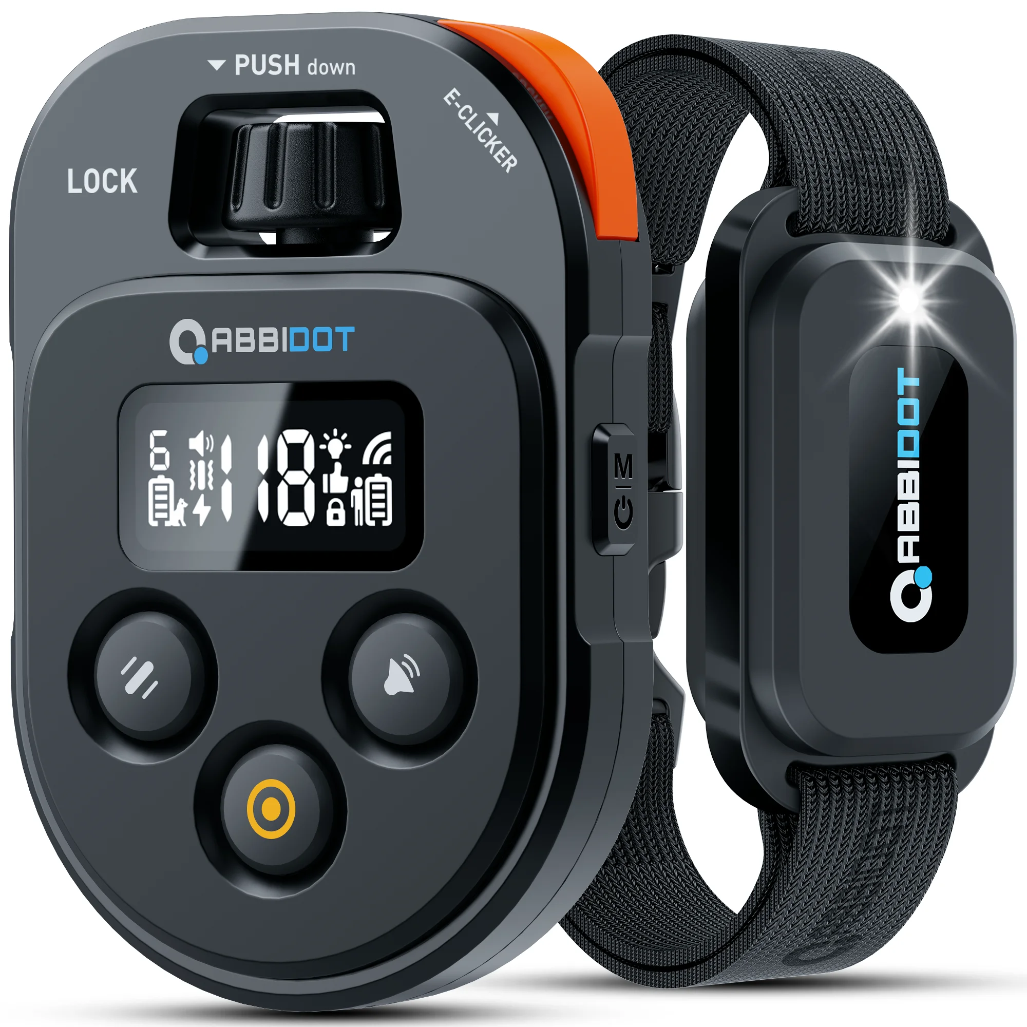 Collar de Adiestramiento para Perros ABBIDOT T60 2 en 1 con Correa y E-clicker, Descarga Eléctrica, 4500 pies (1370 m), Impermeable, 118 Niveles, Control para 6 Perros