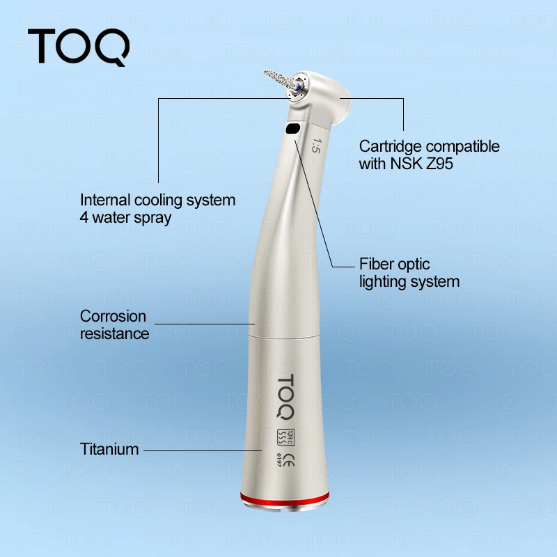 Ti Max Z95l contraángulo Dental 1:5 pieza de mano de velocidad creciente contraángulo Led fibra óptica Quattro Spray anillos rojos