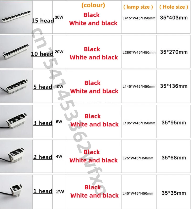 Luz de techo LED empotrada regulable, luz de rejilla de 2W, 4W, 6W, 10W, 20W, 30W, luz puntual COB, iluminación interior, AC110V-220V