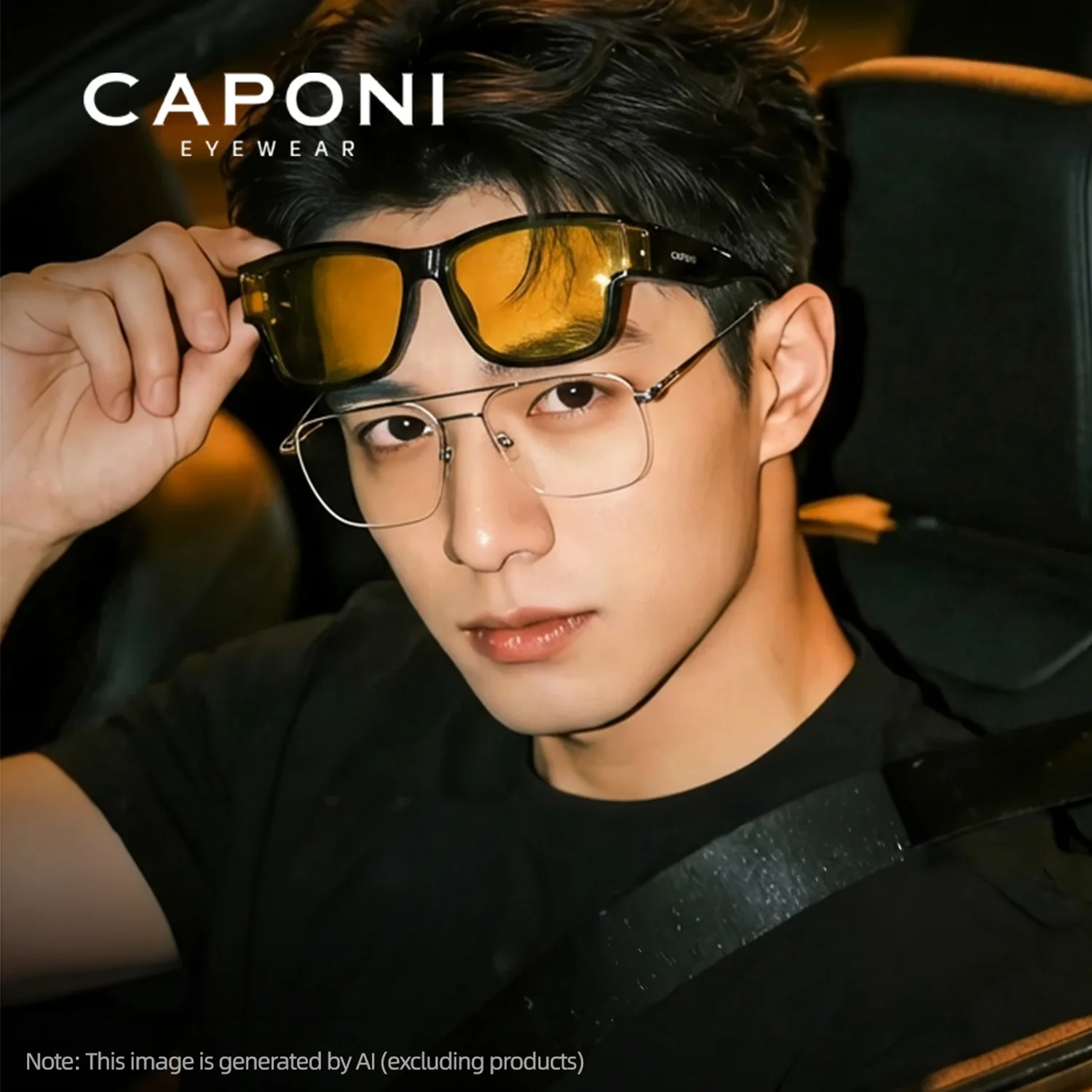 Gafas de Sol CAPONI con Visión Nocturna para Hombre, Antideslumbrantes, Fotocromáticas, para Uso Diurno y Nocturno, para Conducir al Aire Libre, con Cubierta de Marco, Modelo BSYS36703