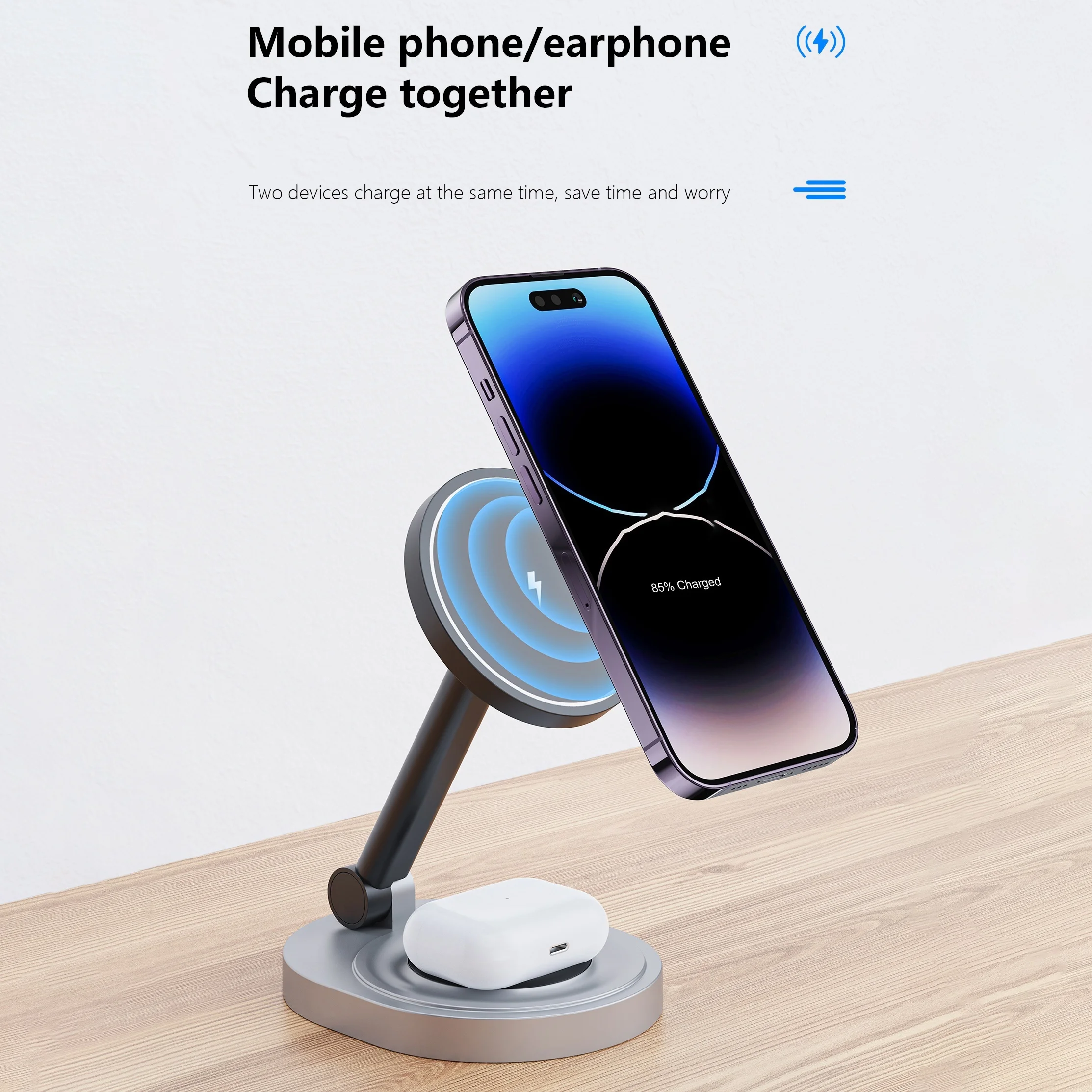 Cargador inalámbrico magnético 2 en 1, base de carga rápida para iPhone 15, 14, 13, 12, 11 Pro Max, 11, X, Apple Watch, Airpods