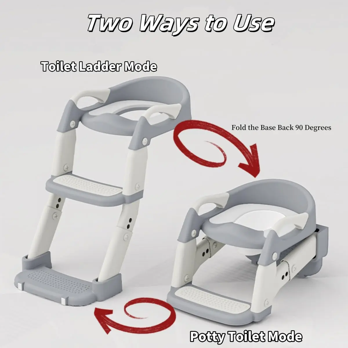 Asiento de entrenamiento para orinal para niños con escalones, asiento de escalera para inodoro para niños pequeños 3 en 1, asiento de inodoro antideslizante con alfombrilla suave (gris)