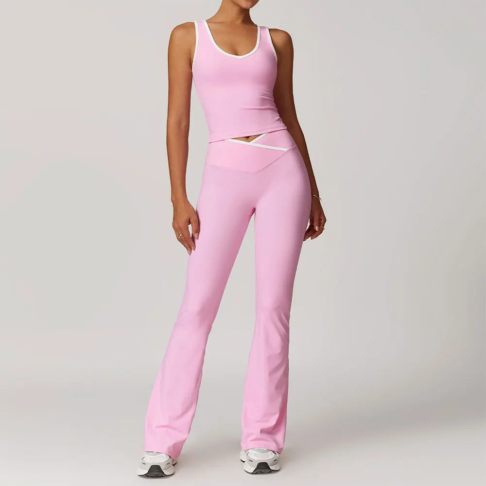 Conjunto de ropa de Yoga para mujer, 2 piezas, trajes de entrenamiento, ropa deportiva para Fitness, chándal de gimnasio, mallas de cintura alta, Sujetador deportivo, ropa atlética