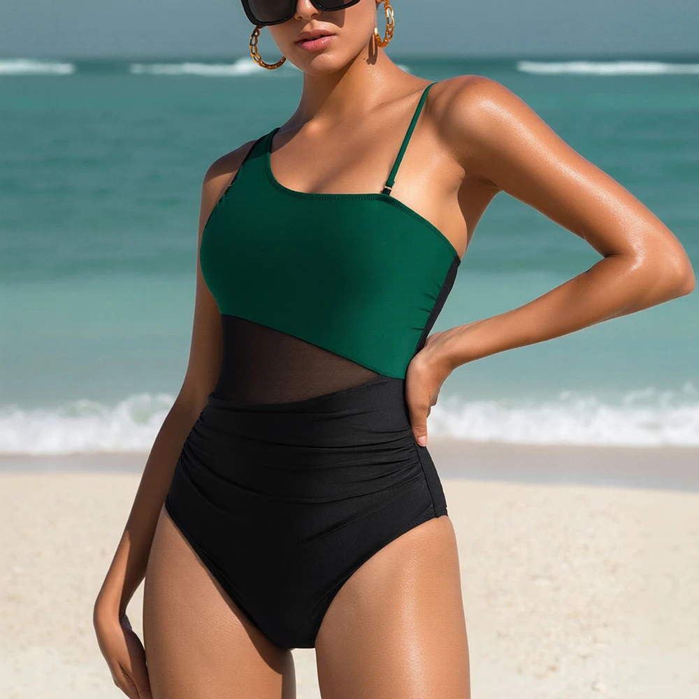 Traje de baño de una pieza con un solo hombro para mujer, traje de baño de verano, Monokini con efecto push-up, ropa de playa, trajes de baño para piscina para mujer