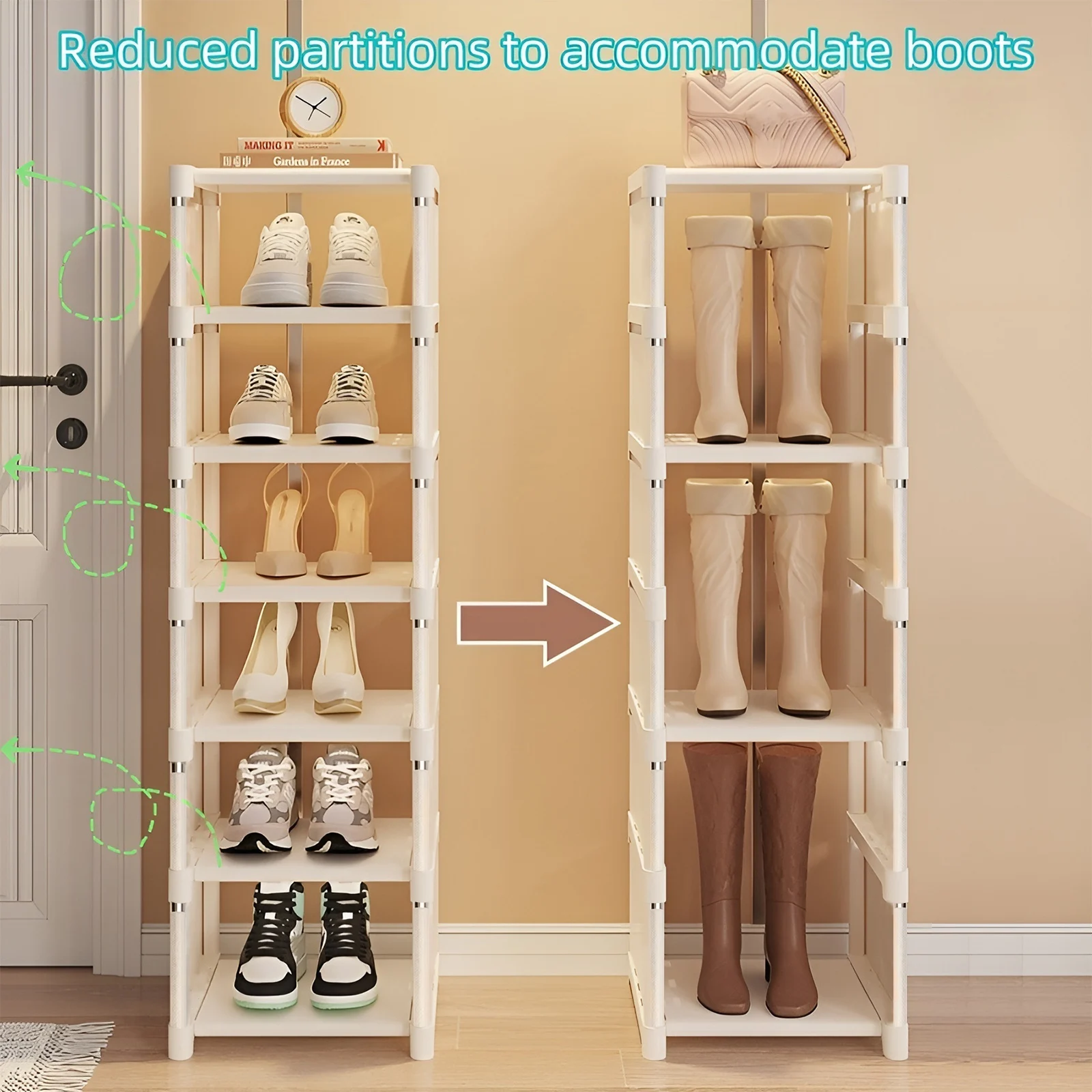 Organizador de zapatos de 6/8 capas, marco de Metal que ahorra espacio y Zapatero de tela multicapa, estante T1 para entrada, pasillo, sala de estar, 1 unidad