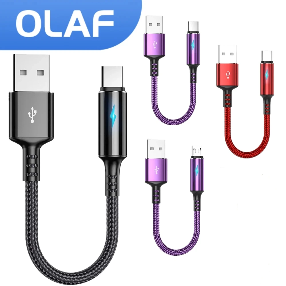 Olaf-Cable Micro USB tipo C de carga rápida para iphone, Xiaomi, Huawei, Samsung, cargador portátil de 0,25 M, Cable de datos