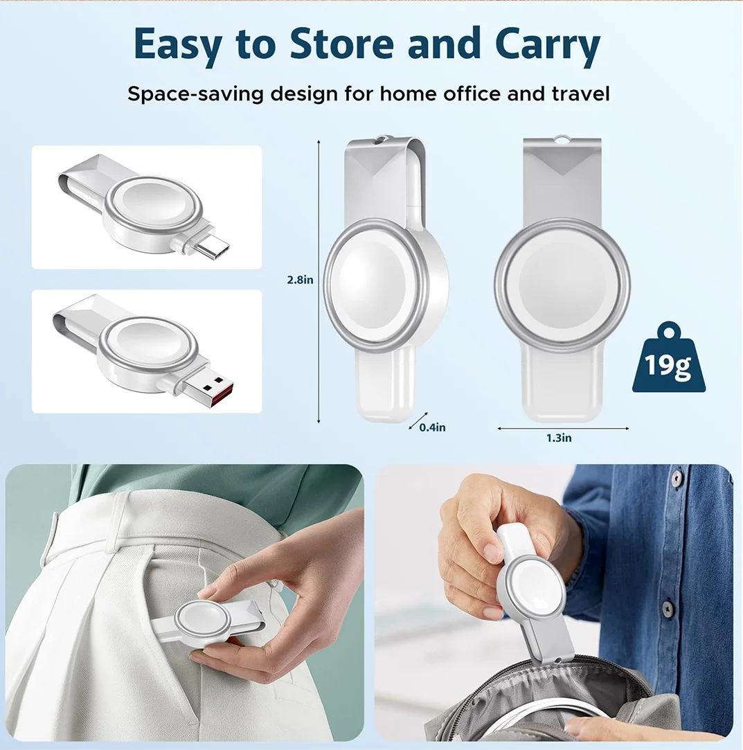 Cargador inalámbrico para reloj Galaxy Watch3/4/5/6/7/8 FE Active1/2, estación de carga tipo A y tipo C, diseño compacto