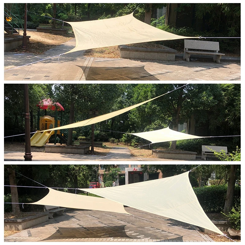 Red de sombra triangular para exteriores, telas Beige, sombreado Anti-UV, refrigeración, Gazebo de jardín, toldo de sombra personalizado, Red de sombreado solar, 90%