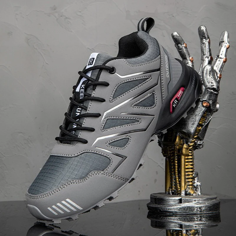 2025 nuevos zapatos de senderismo para hombres, zapatos deportivos impermeables para exteriores, botas de entrenamiento de senderismo de cuero cómodas, zapatos tácticos de gran tamaño para hombres