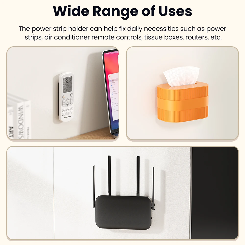 Toocki-soporte para regleta de alimentación, organizador de cables de carga de escritorio, fijador de enchufe colgante de pared, soportes de almacenamiento autoadhesivos para habitación, 1/2/3 Uds.