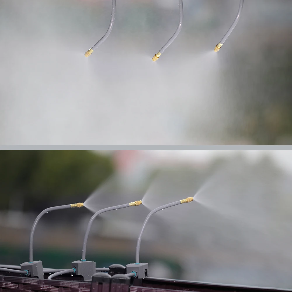 Boquilla de latón de flexión libre de 20/30/50CM ID-6mm cabezal de pulverización ajustable de inserción rápida para sistema de nebulización de riego de refrigeración de jardín