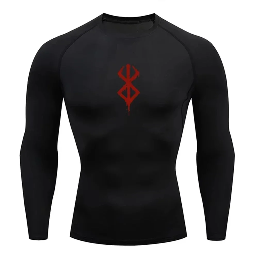 Camiseta de compresión para hombre, camisetas de Anime Berserk Guts para gimnasio, correr, Fitness, ropa deportiva ajustada, camiseta deportiva transpirable de manga larga
