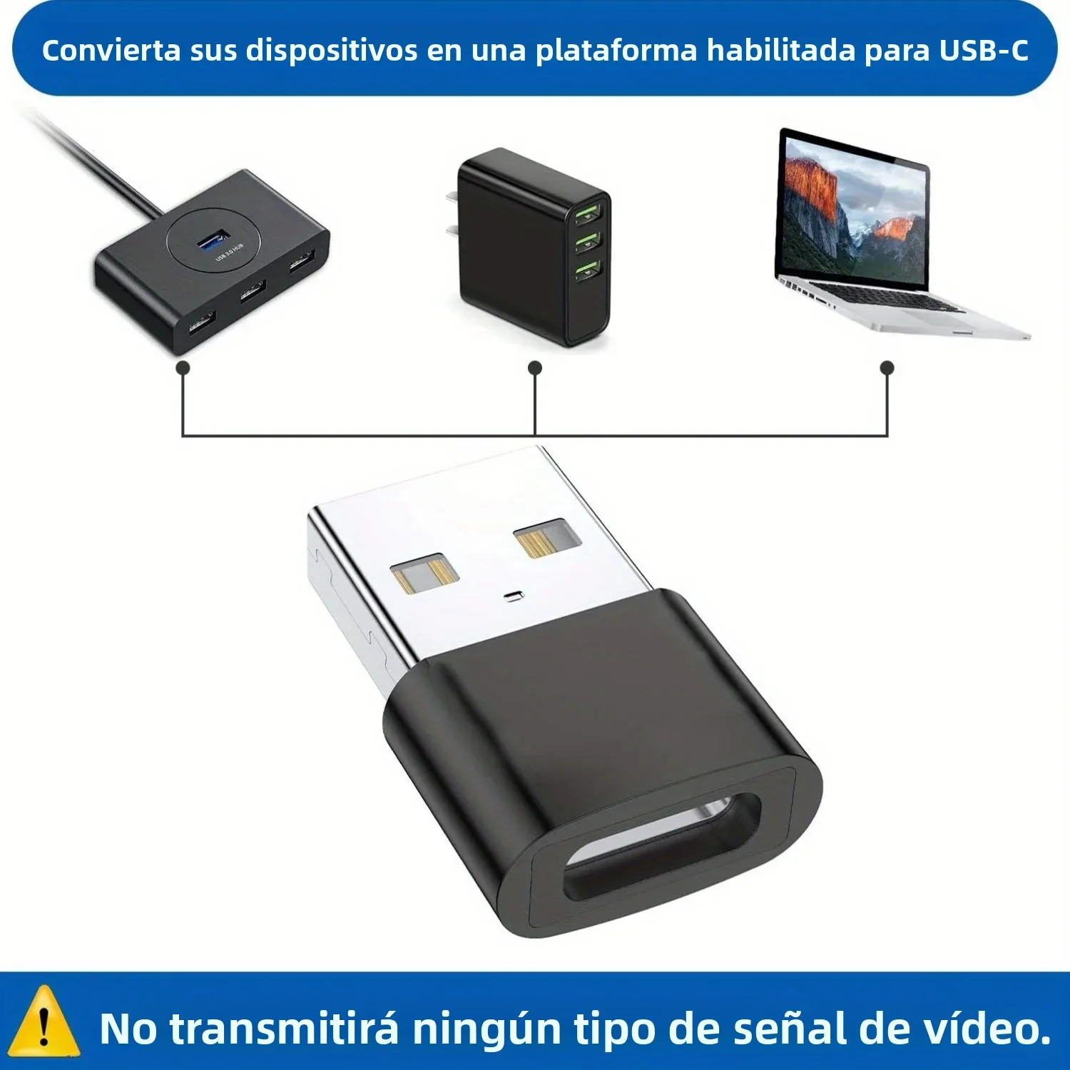 Paquete de 3 adaptadores USB a USB C, USB C hembra a USB macho de carga súper rápida y convertidor OTG Compatible con iPhone 15/14/13/12 P
