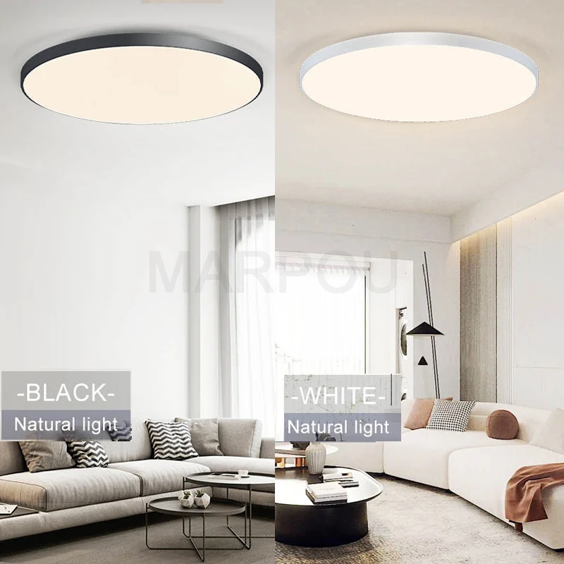 MARPOU Lámpara de techo inteligente, lámpara LED para dormitorio, lámparas de techo grandes, luces LED con control remoto, luces LED regulables para habitación