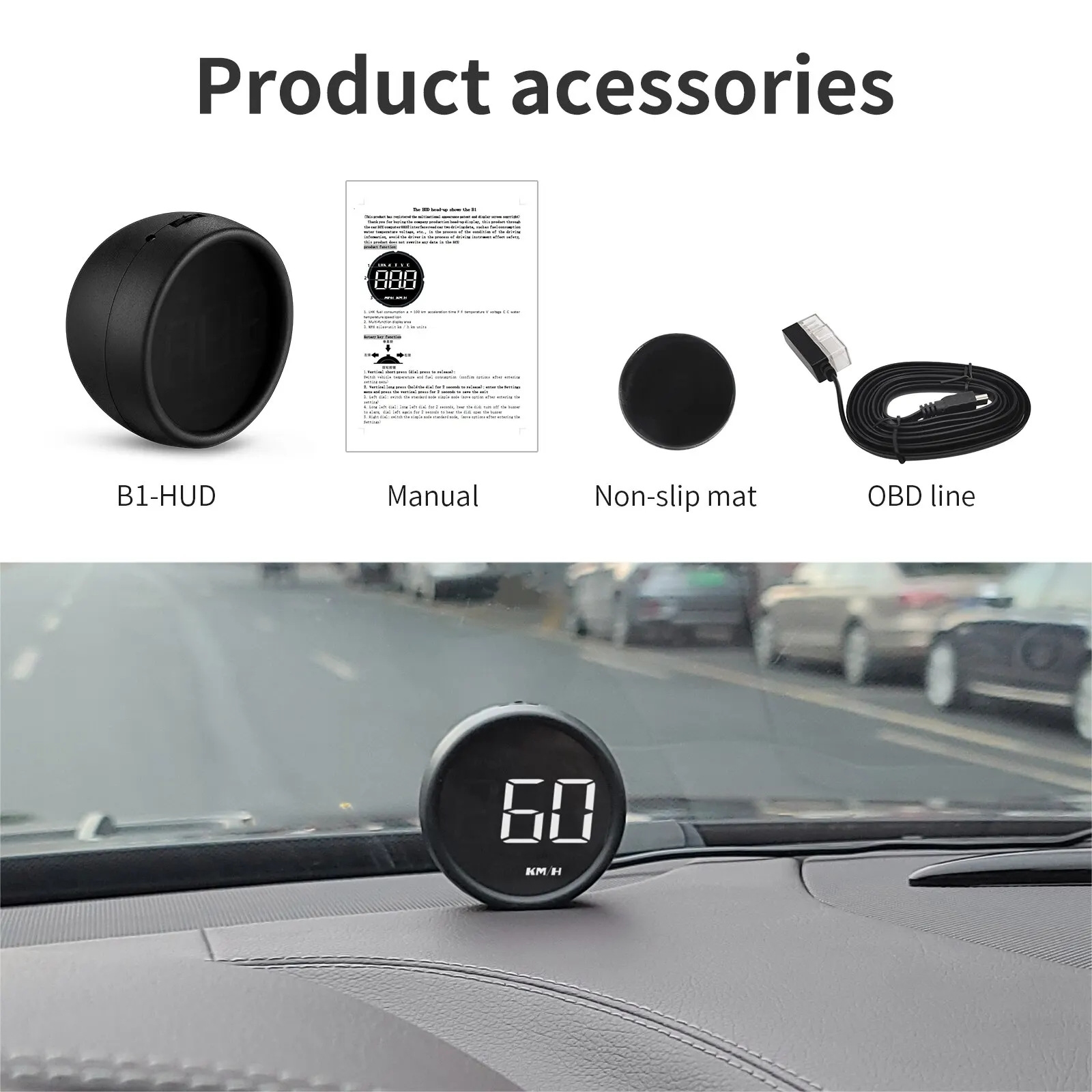 AD B1 Head Up Display OBD2 HUD velocímetro proyector de coche alarma EOBD consumo de combustible automático voltímetro medidor de temperatura del agua