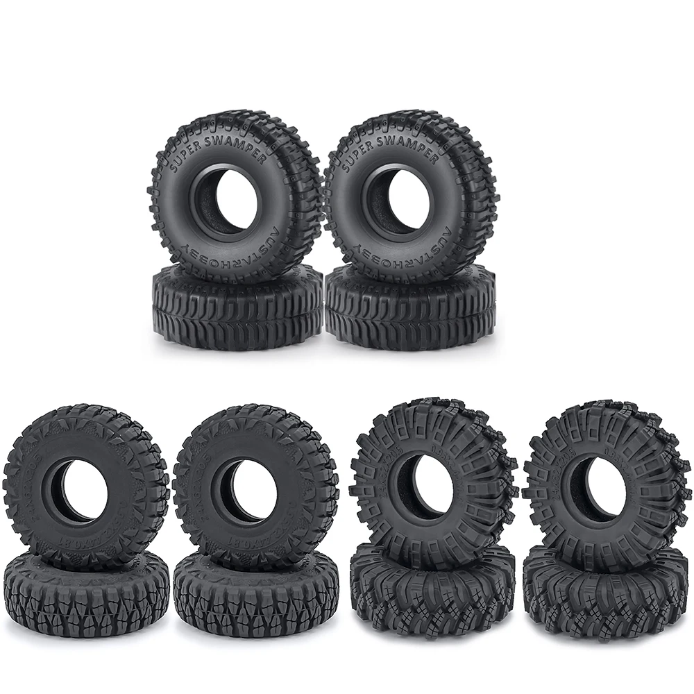 AXSPEED 4 Uds neumáticos de goma de 1,0 "neumáticos de rueda de terreno de barro 50/54/58/62/64/65mm para 1/18 1/24 Axial SCX24 TRX4M RC Micro Crawler Car