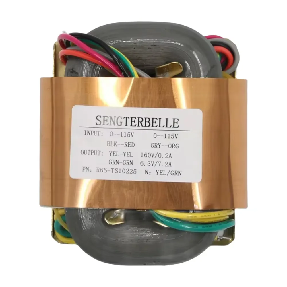 Transformador de potencia de cobre puro R65-TS10225 80W R Core 160 + 6,3 V/7.2A para amplificador de tubo Audio sonido doméstico