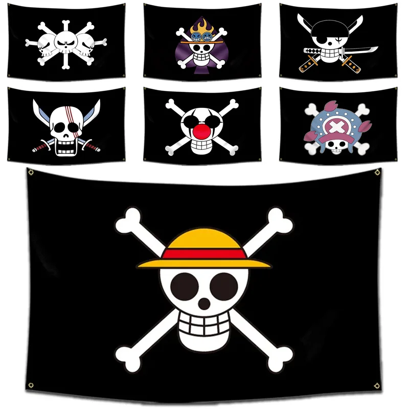 Pancarta Decorativa de Pared de Anime One Piece, Jolly Roger, Pintura de Dibujos Animados, Luffy, Zoro, Sombrero de Paja, Calavera Pirata, Juguetes para Niños, Regalo