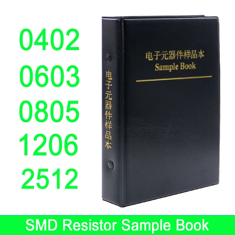 0402 0603 0805 1206 2512 SMD SMT Chip Kit surtido de resistencias fijas 0R-20M Libro de muestras Smd