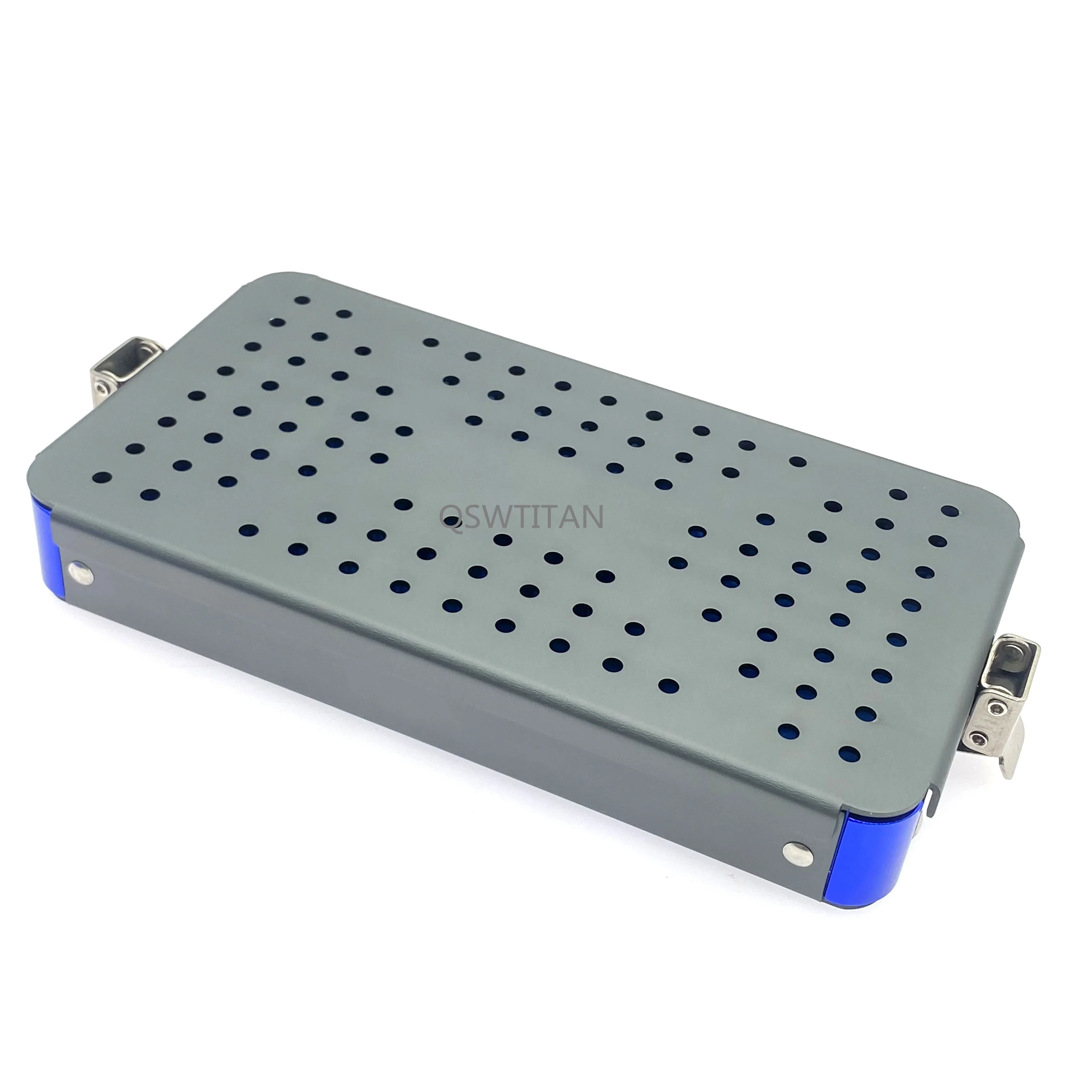 Caja de esterilización, bandeja de esterilización, nivel único con almohadilla de silicona, instrumento quirúrgico Dental de aluminio para ojos