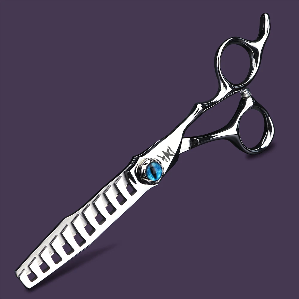 XUANTENG-Tijeras plateadas para el cabello con tornillo de ojo del diablo, tijeras de corte y tijeras de adelgazamiento de 6 pulgadas, tijeras japonesas de acero 440C