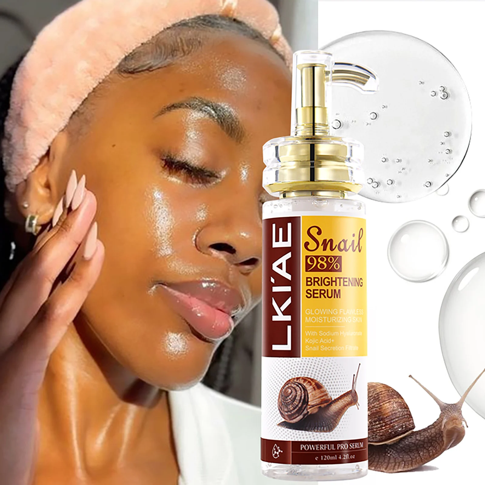 AILKE Suero blanqueador con extracto de caracol, hidratante, Reduce las manchas oscuras, arrugas, uniforme del tono de la piel, esencia aclaradora para rostro, cuerpo