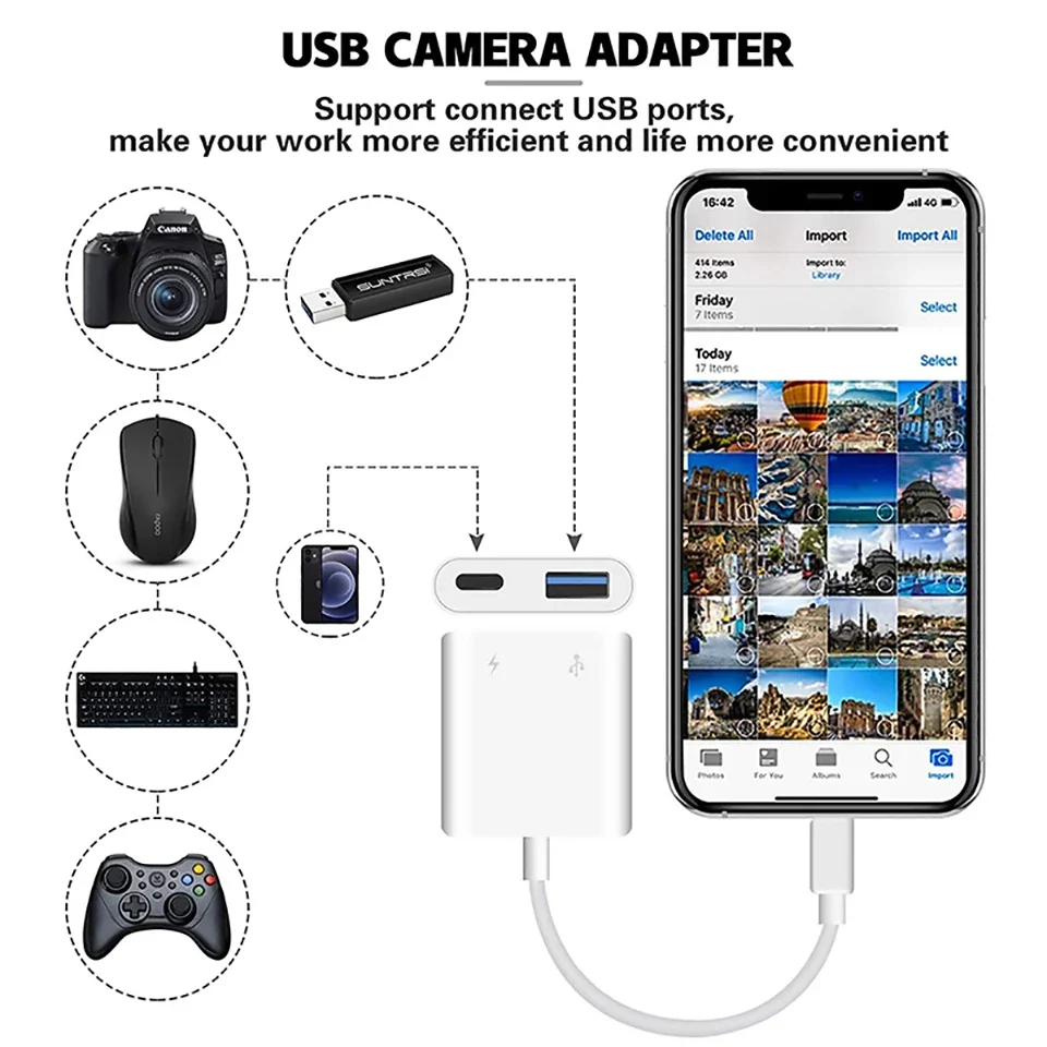 Adaptador de USB-C a USB-A3.0 con adaptador de carga TYPE-C OTG Cable OTG divisor tipo C adaptador USB hembra OTG para teclado de ratón