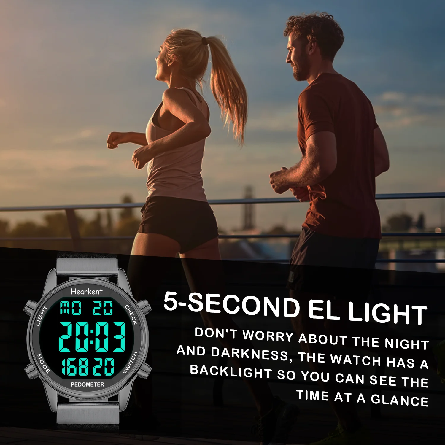 Hearkent podómetro relojes deportivos contador de pasos reloj mujeres relojes digitales calorías millas cronómetro cuenta atrás para caminar rastreador