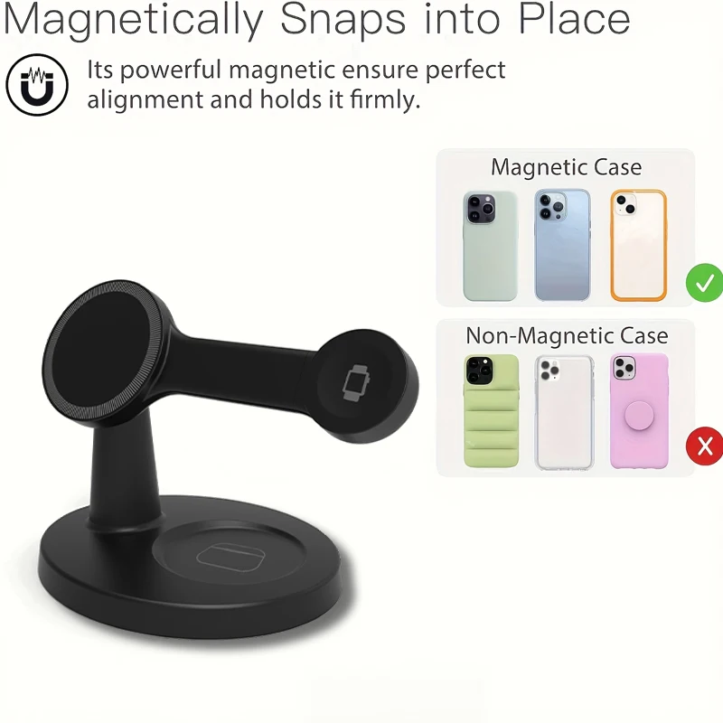 Soporte de cargador inalámbrico magnético 3 en 1 para Magsafe iPhone 16 15 14 13 Pro Max Apple Watch 9 8 AirPods Pro estación de carga rápida