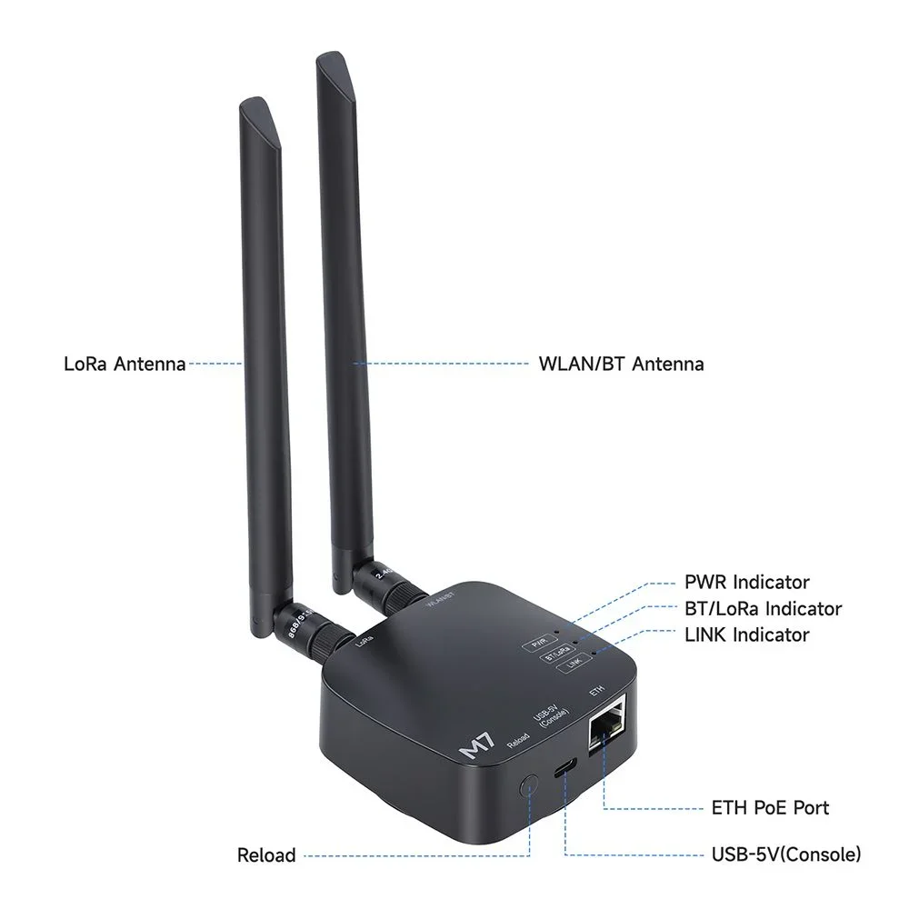 ThinkNode M7 Meshtastic - Gateway de Comunicación Inalámbrica con Soporte de Alimentación PoE, Antena Incluida, con Tecnología ESP32-S3 LR1110