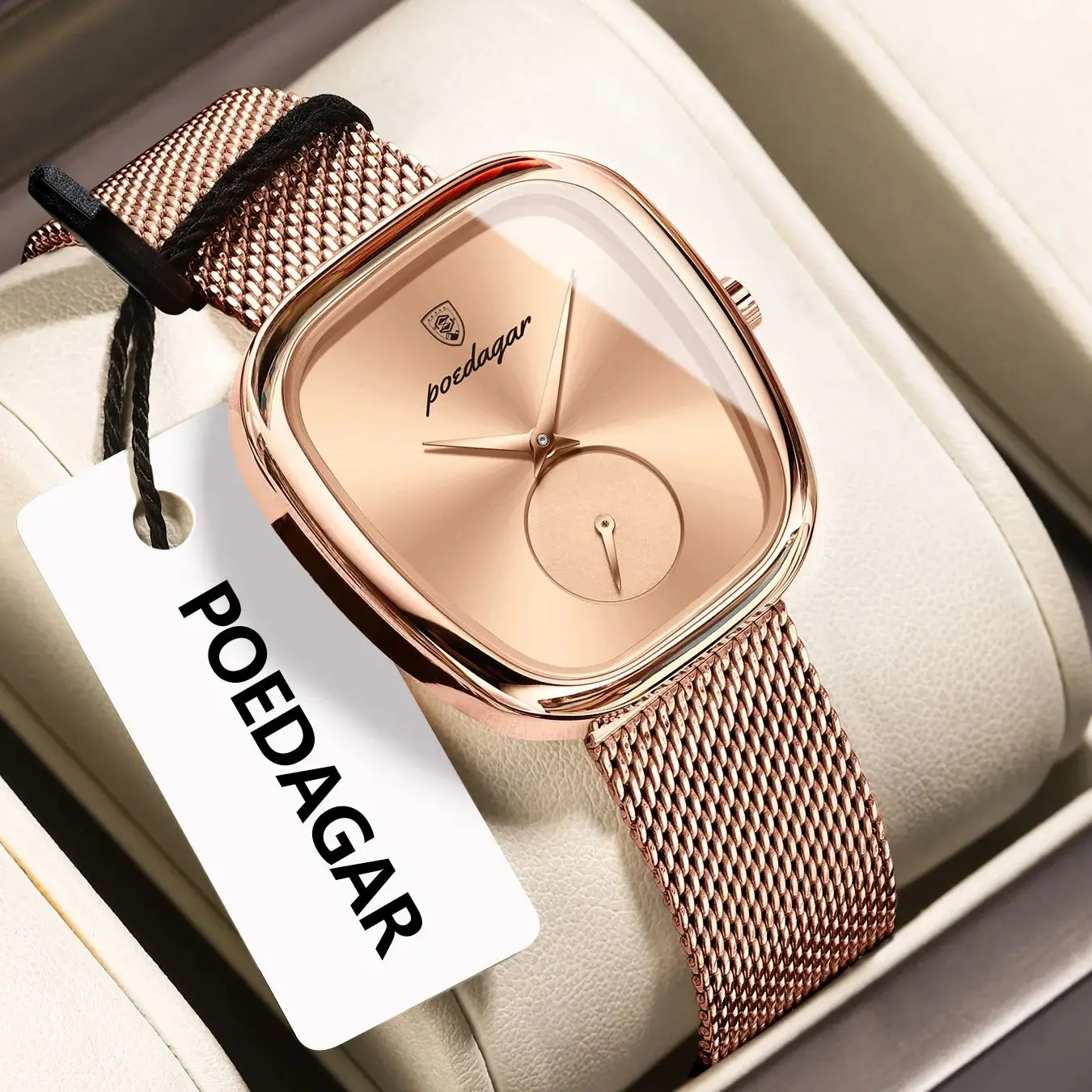 Reloj POEDAGAR de marca de lujo para mujer, relojes de malla de acero inoxidable resistentes al agua para mujer, Reloj de pulsera de cuarzo elegante a la moda para mujer