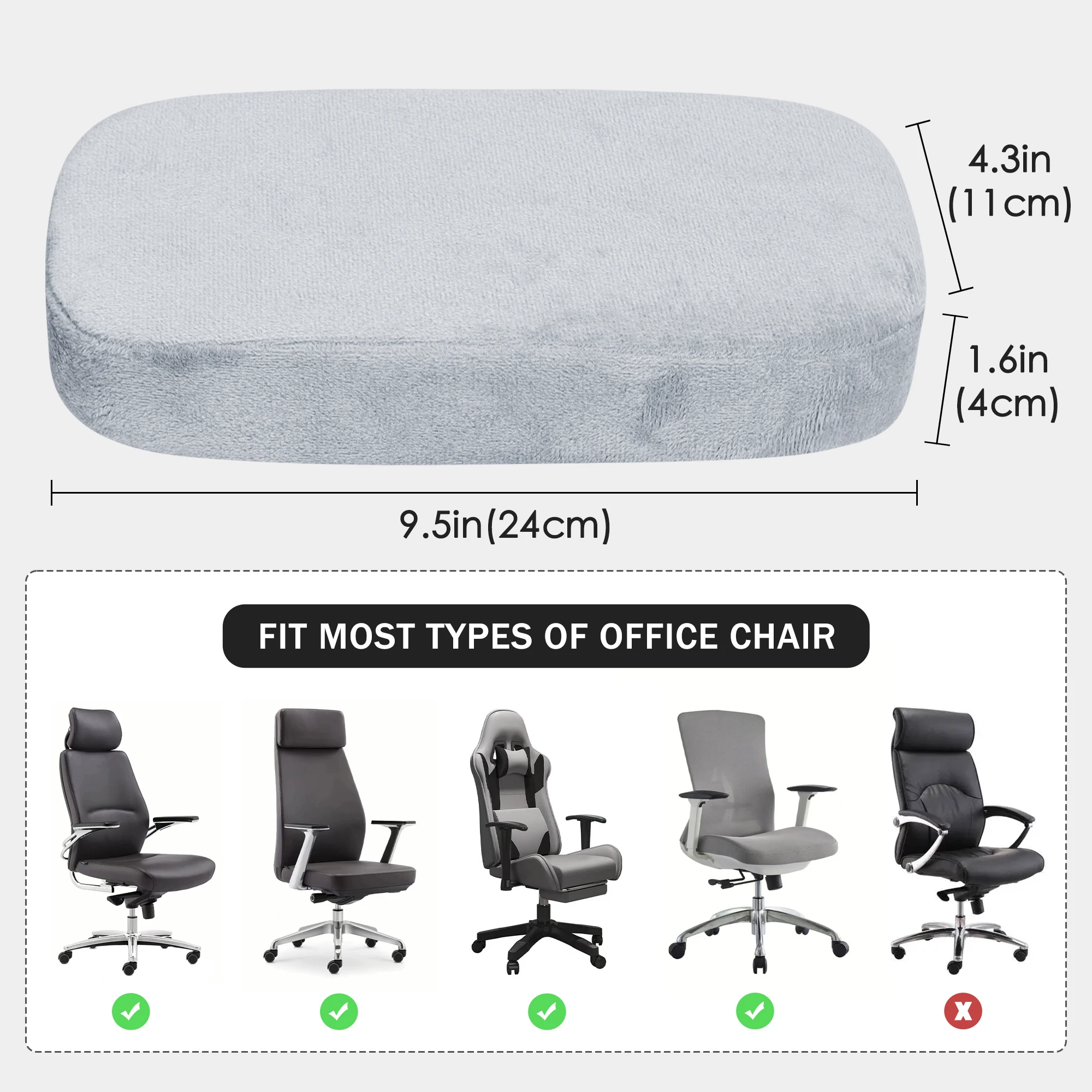 Fundas para reposabrazos de silla de oficina, para soporte de codos y antebrazos, juego de 2 piezas, de terciopelo esponjoso, 4 colores, funda para brazos, funda para silla