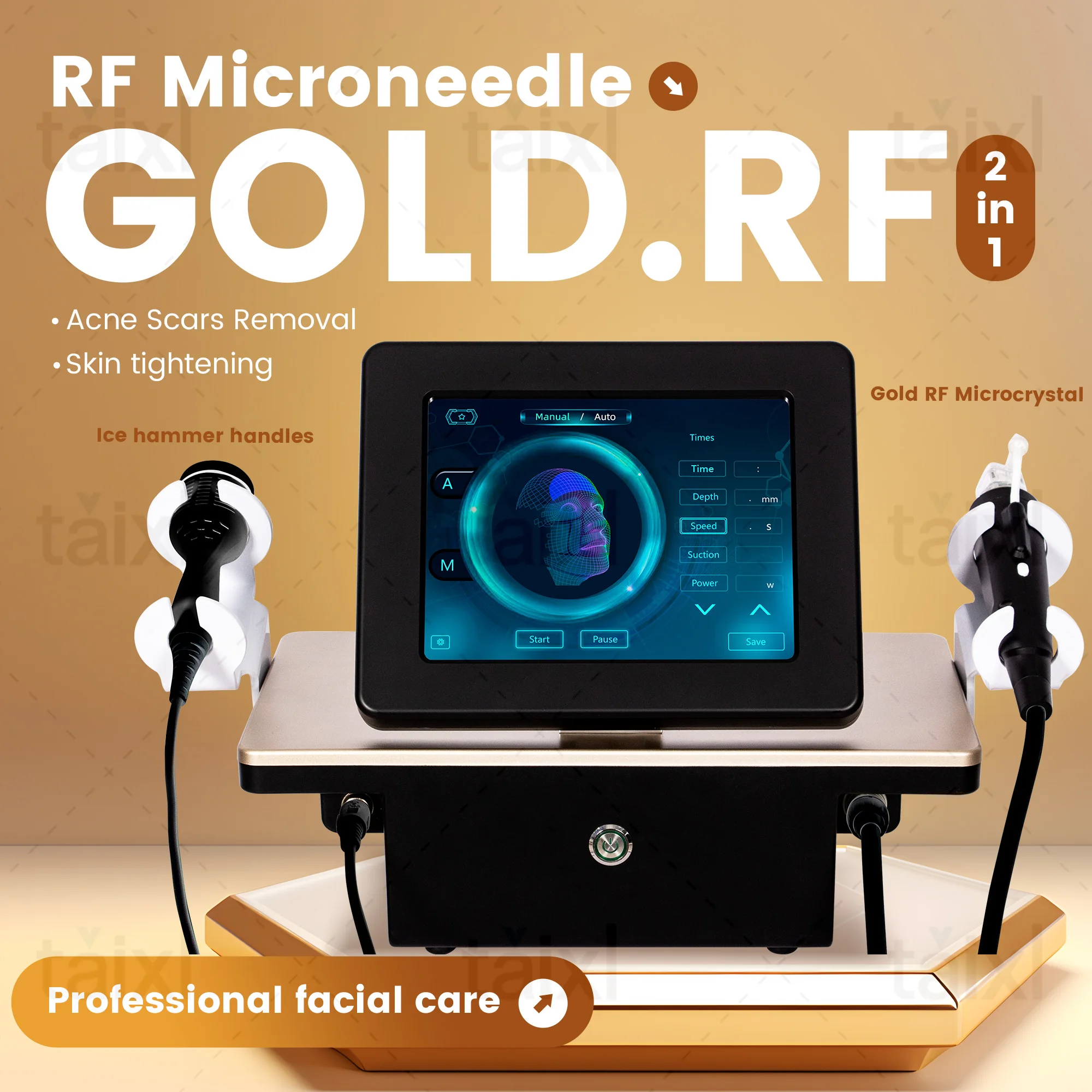 Máquina de Microagujas RF 2 en 1, Agujas de 10, 25 y 64 Pines, Microagujas Nano Fraccionadas, Máquina de Belleza para la Piel con Radiofrecuencia