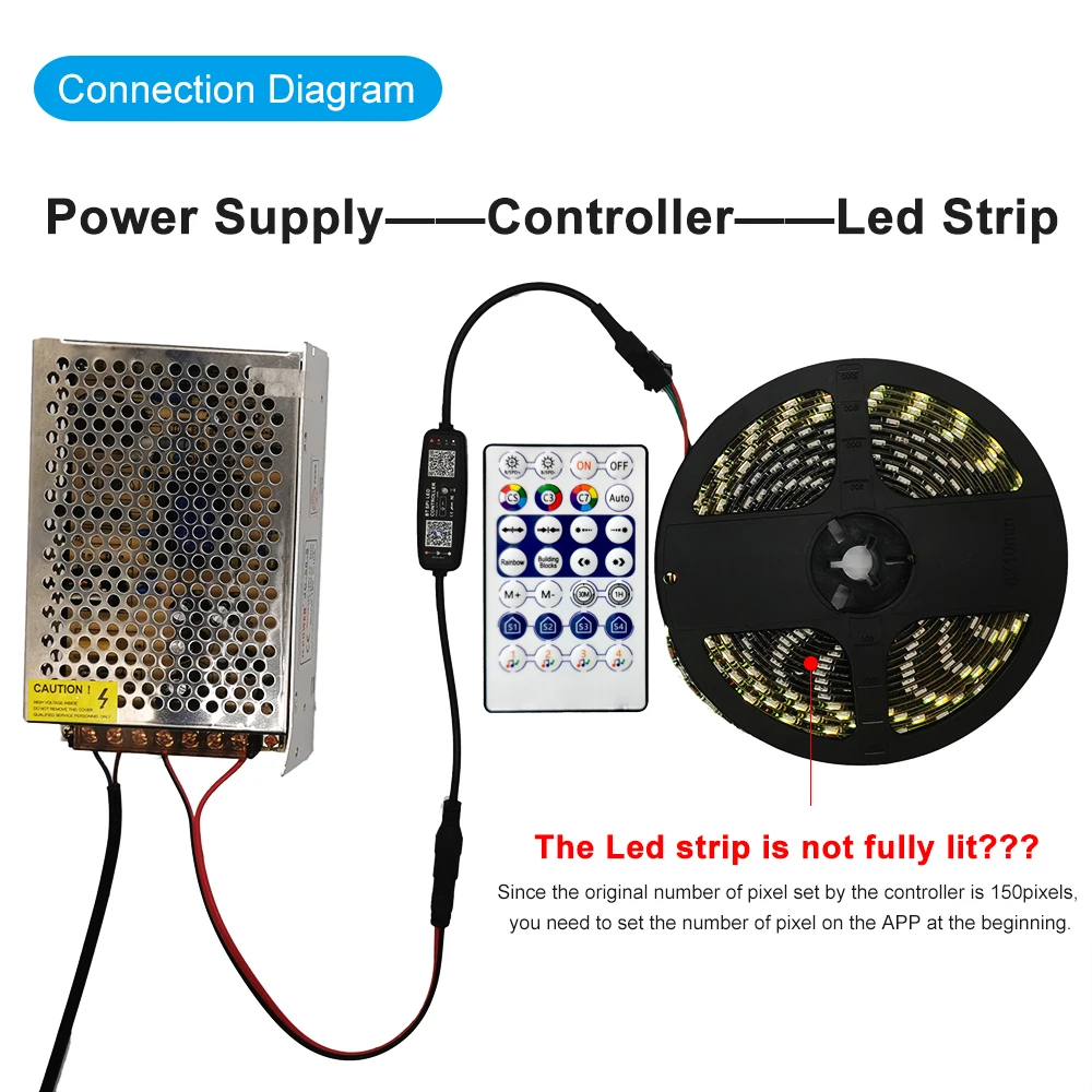 Controlador LED WS2811 WS2812B, música Bluetooth, micrófono incorporado, 28 teclas, Control remoto, direccionable individualmente, tira de luces LED de píxeles