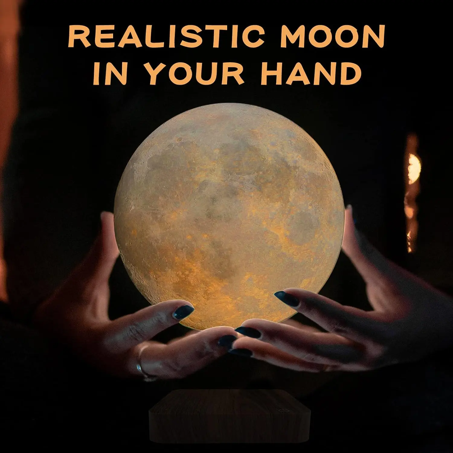 Luz Nocturna flotante magnética de Luna levitante, 3 colores de temperatura, lámpara LED 3D de mesa creativa con Base de madera para regalo y oficina
