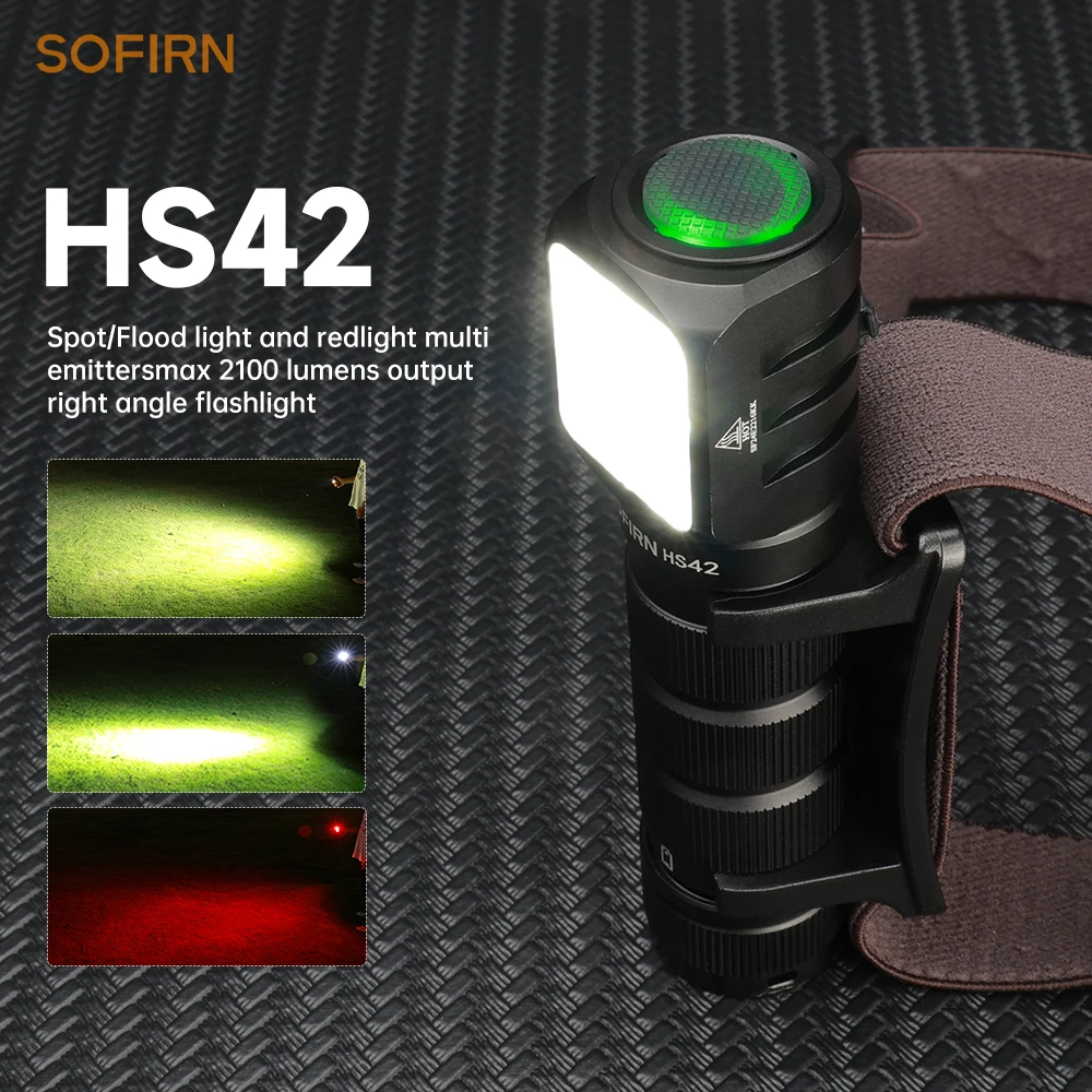 Linterna Frontal SOFIRN HS42 2100lm 18650 EDC USB C Recargable, Linterna LED SST40 con Imán para Camping