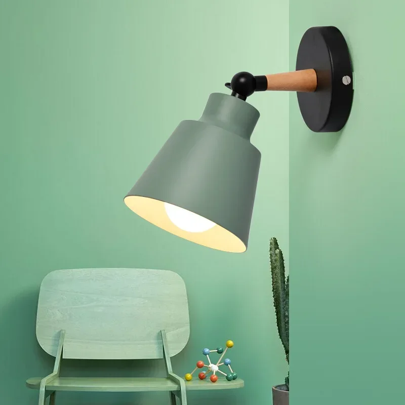 Lámpara de pared nórdica para dormitorio, lámparas de pared LED de madera maciza, lámpara de noche creativa minimalista para sala de estar, pasillo, iluminación decorativa