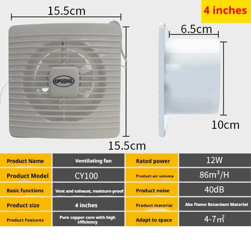 220V UE/REINO UNIDO/AU 4 "6" Extractor de aire eléctrico inodoro potente Extractor silencioso pared del hogar cocina Inbline conducto ventilador de ventilación