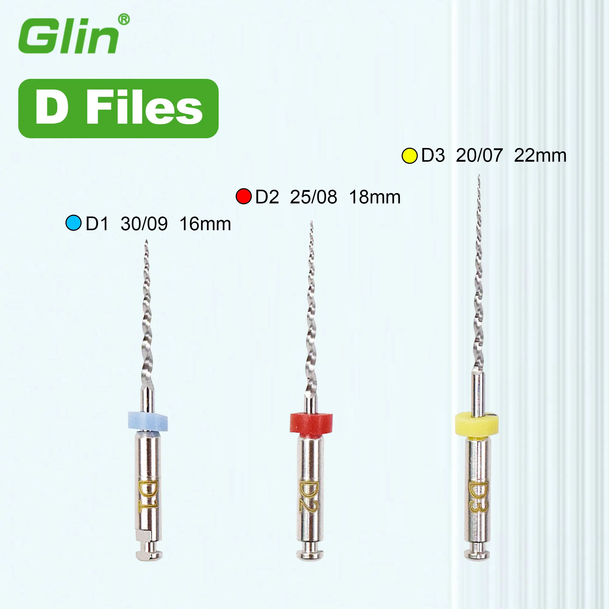 Limas de Retratamiento Glin Dental Super D para Tratamiento de Conducto Radicular, Limas Endodónticas Rotatorias D1-D3, Instrumento de Odontología