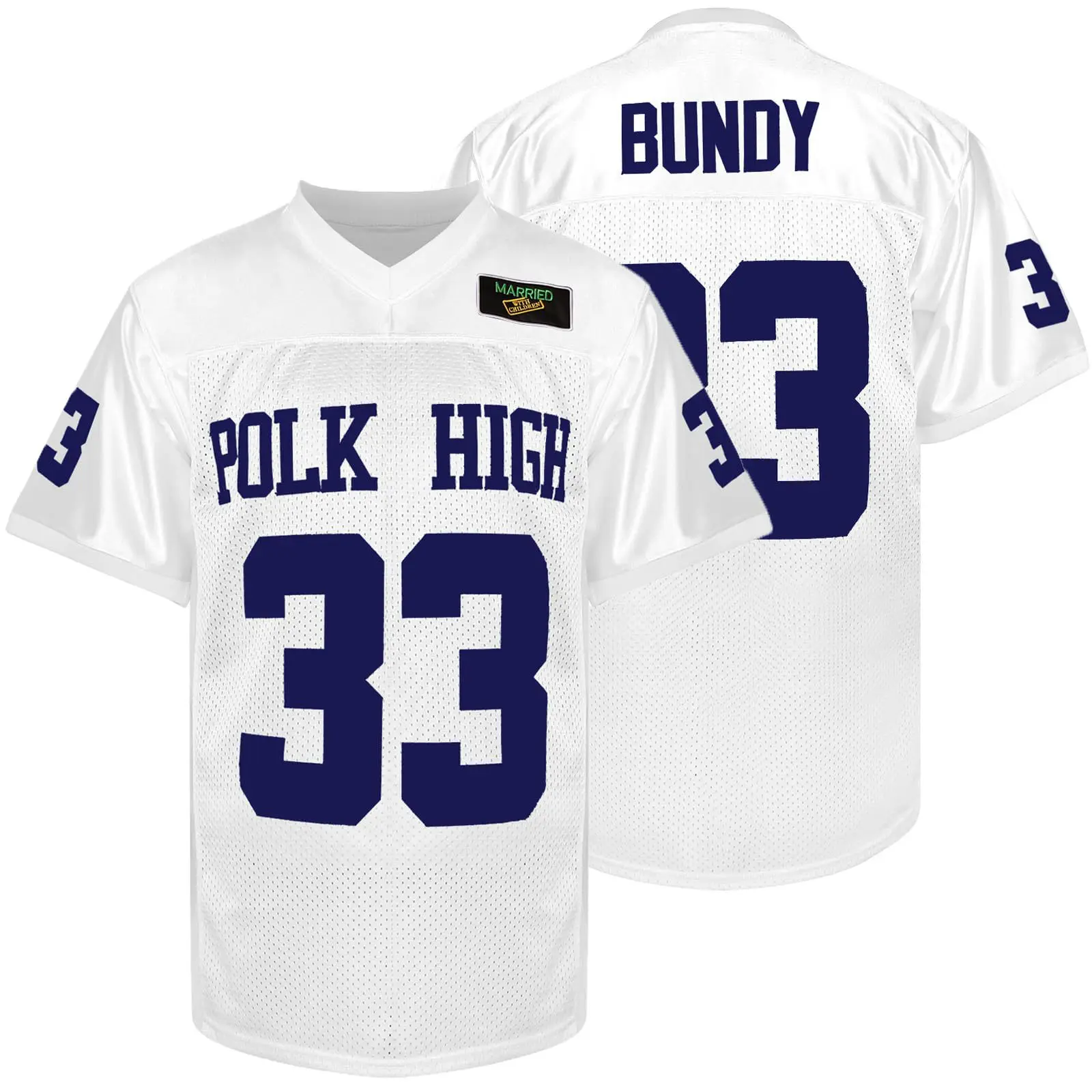 Al Bundy-camiseta de fútbol de alta calidad, Jersey de película Polk, cosido, azul, S-3XL, #33