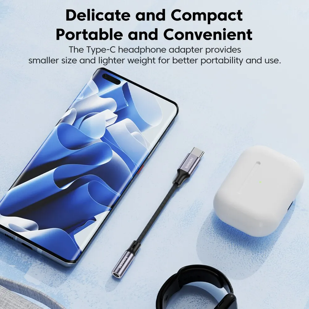 Toocki USB tipo C 3,5 conector adaptador de auriculares USB C a 3,5mm cable de audio AUX para Huawei P30 Xiaomi Mi 10 9 Es