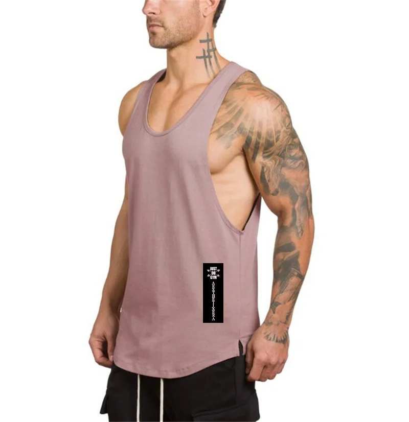 Ropa deportiva de gimnasio de marca, camisetas de algodón, camisetas sin mangas con tirantes para culturismo, camiseta de Fitness para hombres, chalecos para correr sin mangas para chicos musculosos