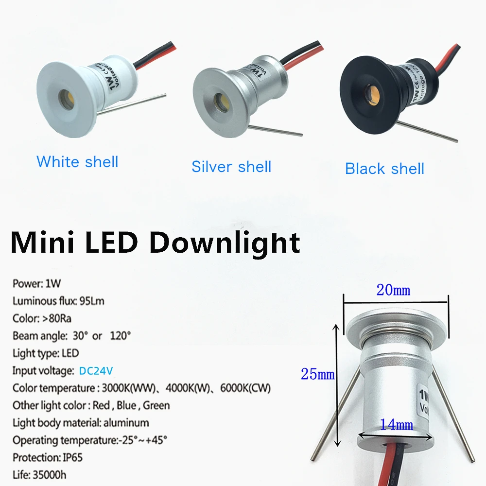 Mini foco Led de 24V, 1W, 15mm, 24V, regulable, pequeño IP65, focos LED, luces para gabinete de Hotel, iluminación de techo para el hogar