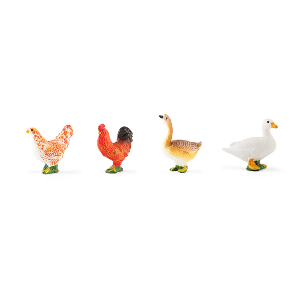 12 Uds simulación de granja avícola Animal modelo juguete Mini pato caballo pollo vaca figuras muñecas figuras de acción juguetes para niños regalo