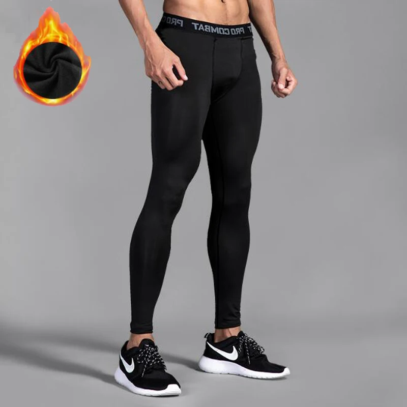 Nuevos hombres Pro baloncesto fútbol correr deportes Fitness entrenamiento Leggings alto estiramiento fondo Otoño Invierno pantalones de lana