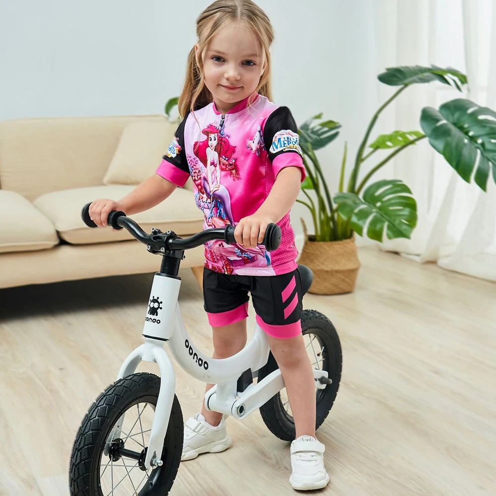 Conjunto de Jersey de ciclismo para niñas, ropa deportiva con estampado de dibujos animados, ropa deportiva de manga corta para ciclismo, verano 2022