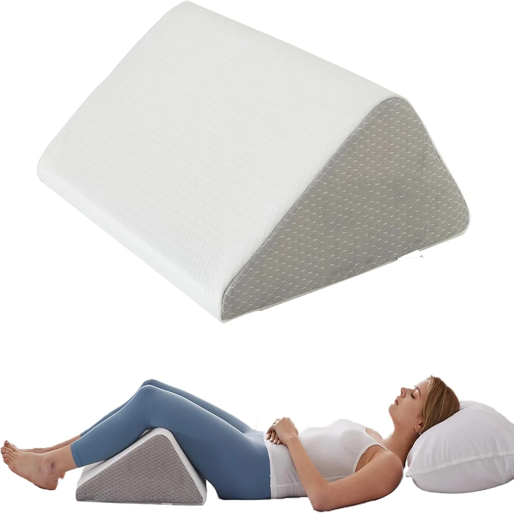 1 pieza de almohada de cuña para posicionadores de cuerpo para dormir, dispositivo de giro, soporte de pierna y rodilla postrado en cama, almohada de respaldo de cuña de posicionamiento