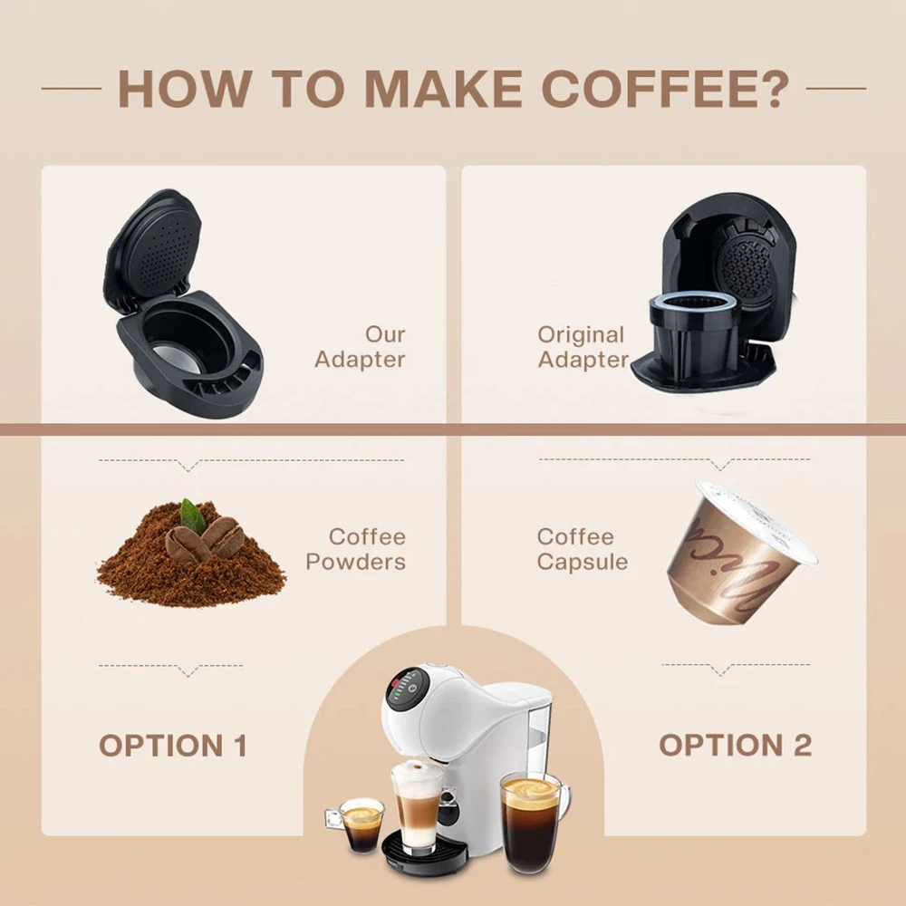 Adaptador de cápsula de café reutilizable recargable para conversión de cápsulas de café Dolce Gusto Compatible con la máquina Genio S Piccolo XS